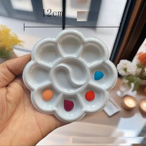 50Pcs Disposable Paint Tray Palettes Flower Plastic Painting Palettes Watercolor Paint Artist Craft Palettes Tray for Oil Paint, Gouache, Acrylic, Watercolors Mixing and Separating Colors, White