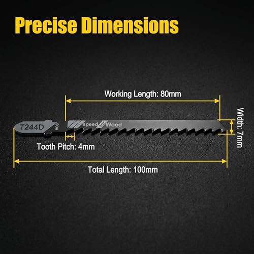 25PCS T244D 4-Inch HCS 6-Tooth Jig Saw Blade for Wood, Metal and Plastic Cutting Compatible with Bosch DeWalt Ryobi Skil Metabo ﻿