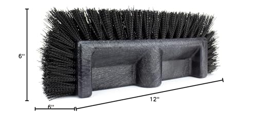 SPARTA Multi-Level Tile Scrub Brush 12" Wide Brush Head, Heavy-Duty Tile Cleaning Brush with End Bristles for Commercial Tiles, Tubs and Floor, Plastic, 12 Inches, Black - color: Black