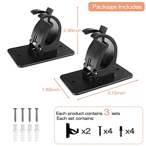 CIEMGNZOC 6-Pack Curtain Bracket Holders, Universal Self-Adhesive Wall Mounts, Fits 0.6'' to 1.5'' Rods, Black - color: 6 Pcs Black