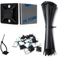 Strong Back-Glue Self Adhesive Cable Zip Tie Mounts Kit - 100 Set Cable Management Clips with 6" Zip Ties, Wire Holders - Outdoor Sticky Wire Organizer Clips-Black - color: Black