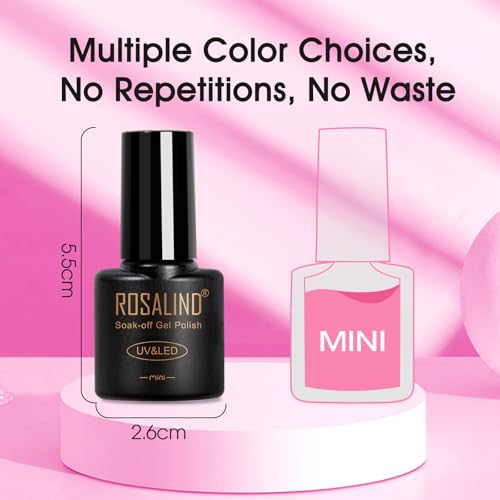 ROSALIND 30pcs All Seasons Gel Nail Polish Set with Base and Gel Top Coat | 26 Nude Blue Red Colors Gel Polish,3Pcs Glossy Matte Glitter Top Coat and Base Coat, Gel Nails art Kit, DIY Salon at Home - color: Rose Serise