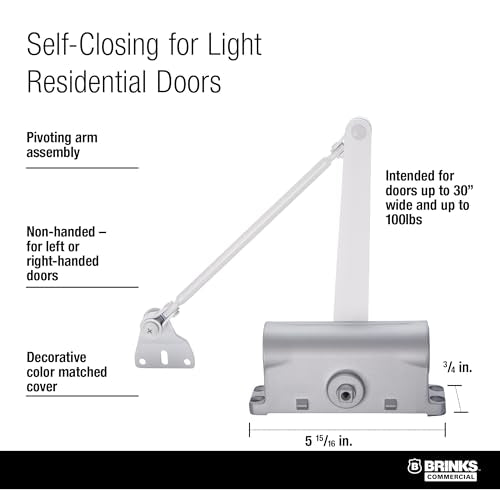 Light Duty Residential Hold Open Door Closer, ADA, Matte Black (White) - color: White