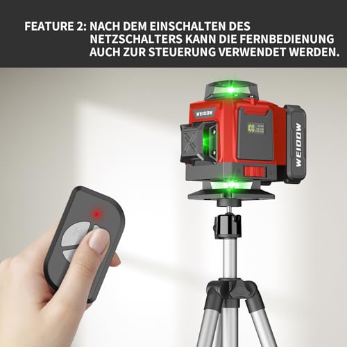 WEIDDW Laser Level 360° Green Cross Line Self Leveling Laser Measuring Tool - size: L