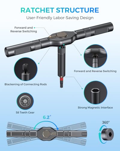 SOONAN Ratchet Screwdriver Set : 74 in 1 magnetic Screwdriver sets, S2 Steel Bits, DIY Combination Flexible Shaft, Suitable for Furniture Assembly, Precision Electrical Appliance Repair, Bicycle Tools - size: 74 in 1 Black
