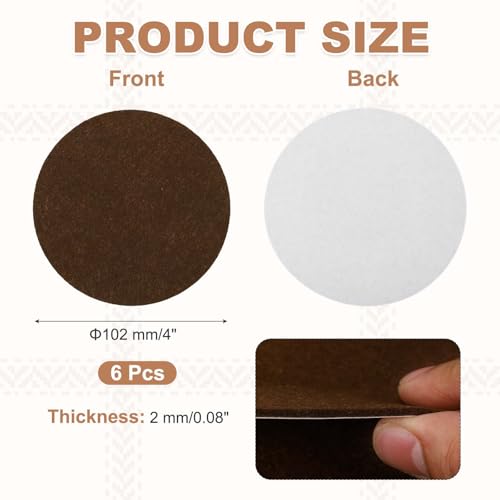 uxcell 6Pcs Lamp Base Felt, 4 Inch Dia 2mm Thick Adhesive Round Soft Felt Furniture Pads, Non-Slip Anti-Scratch Backed for Reading Light Table Lamp DIY Craft, Coffee - color: Coffee, size: 4 inch