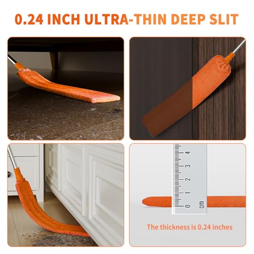 Cobweb Duster with Extension Pole,Cleaner Outdoor 110" Telescoping Extended Sspider Brush, Dusting Kit,Long Handle Reach for High Ceilings and Fans,Microfiber Webster Remover Tools Feather Dusters - color: Orange