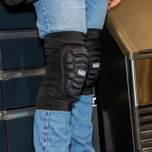 Klein Tools 60614 Knee Pads, Lightweight Padded Knee Sleeves, Breathable Mesh Back, Elastic Cuff with Slip-Resistant Silicone, S/M, Black - size: S/M