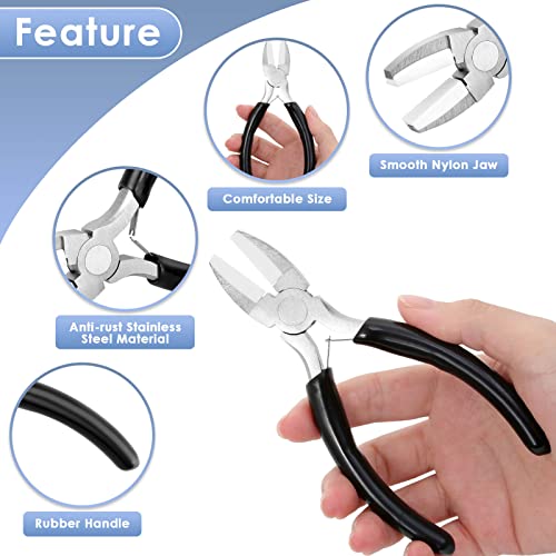 Billbotk Nylon Jaw Pliers for Jewelry Making - Flat Nose, Soft Jaw Pliers for Chain Making - style: Nylon Jaw Pliers