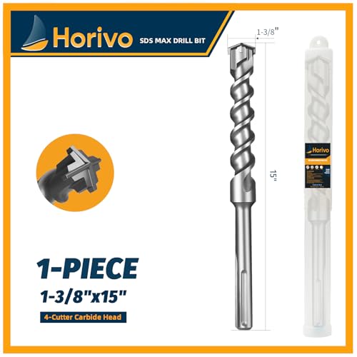 1-3/8" x 15" (400mm) SDS Max Concrete Drill Bit, 4-Cutter Cross-Head Heavy-Duty Masonry Bit with Extended Length Design for Deep Drilling, Upgraded Tempered for Stone & Brick - size: 1-3/8" x 15" (400mm)