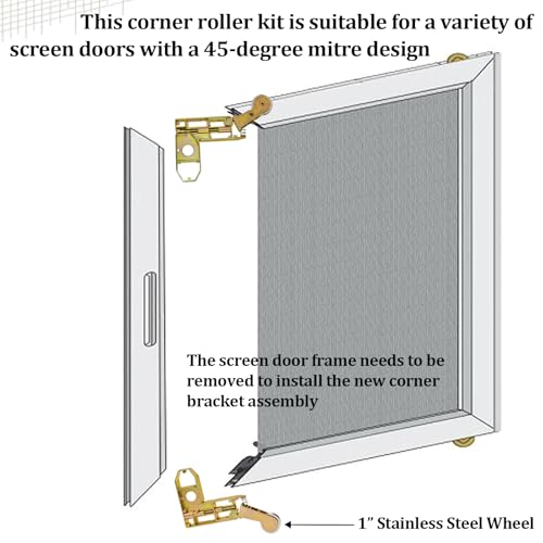 2 Pack Sliding Screen Door Corner and Roller Assembly