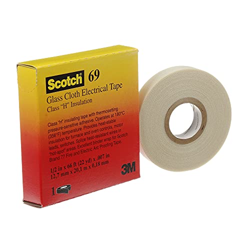 3M Scotch Glass Cloth Electrical Tape 69, 1/2 in x 22 yd, 1 Roll - size: 1/2 in x 66 ft