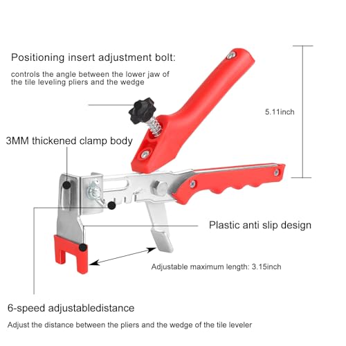 Tile Leveling system Plier Hand Floor Pliers Tiling Installation Tool Tile Locator Leveling System for DIY Ceramic Tile Stone Wall Tile Spacers Adjustment red - size: Red tile plier
