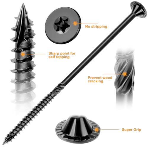 VIGRUE Deck Screws, Wood Screws - Star Drive Decking Screws for Timber, Log, Landscaping Wood, Rust-Resistant, Easy to Install, DIY Projector & Wood Working (50PCS #14X6) - style: 50PCS #14-6 deck screws