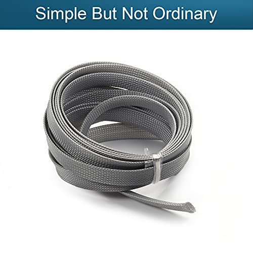 Othmro 16.4ft Length Expandable PET Flexible Braided Cable Sleeves 0.62in Width Wire Loom Sleeving and Organizers Flexible Wire Mesh Sleeves for TV Audio PC Computer Cords from Pet Chewing Grey
