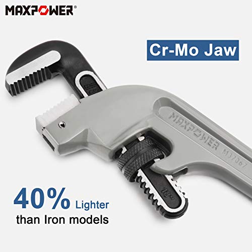 MAXPOWER 18-inch Pipe Wrench, 45 Degree Angled Cr-Mo Jaw, 2.36” Opening - size: 18-inch, style: Offset Pipe Wrench