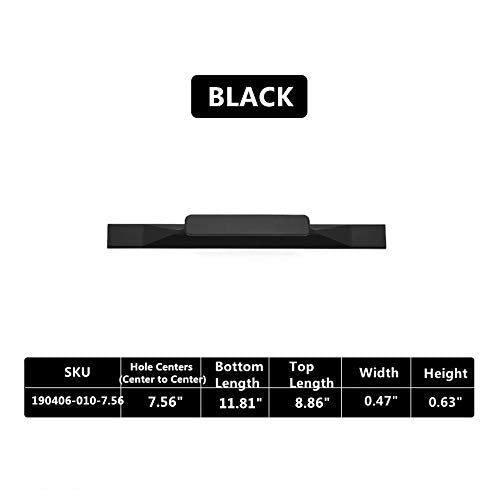 Kitchen Cabinet Pulls - Black Cabinet Handles - 5 Pack Long Cabinet Hardware for Drawers Dresser Furniture Pulls (7.56 inches Hole Center -11.81 inches Length) - size: 7.56 inches Hole Center - 11.81 inches Length