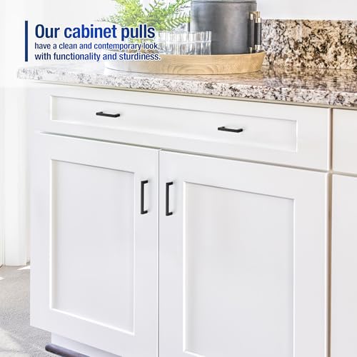 JOY DECOR Matte Black Cabinet Pulls Slim Square Handles 3-3/4 Inch, 10 Pack - size: 3-3/4 Inch Hole Center