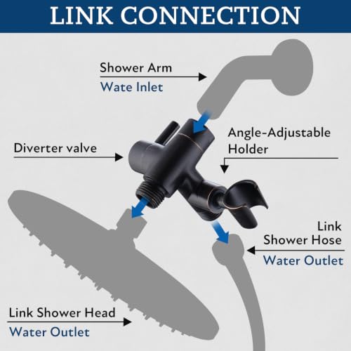 G-Promise Solid Metal Shower Head Diverter with Holder 3-Way - color: Oil Rubbed Bronze