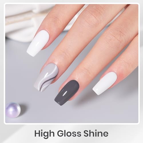Beetles Grey Gel Polish Set, Soft Eclipse Collection, 6 Colors - color: A - Creme | 0-0-Soft Eclipse