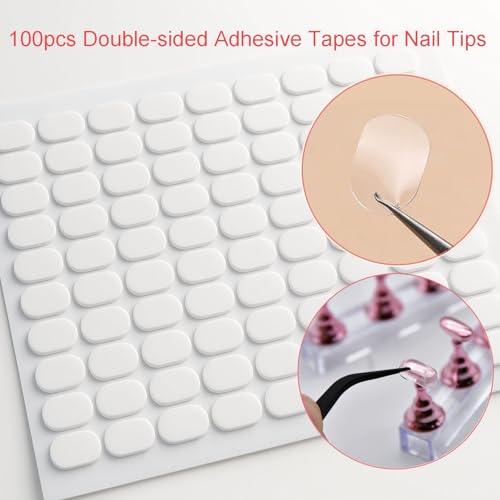 Nail Art Tools Set – 15pcs Pink Nail Art Brushes, 5pcs Dual-Ended Dotting Pens, 10 Nail Stands with 2 Bases, Nail Art Palette, Double-Sided Tape & Adhesive Tabs for DIY Nail Design