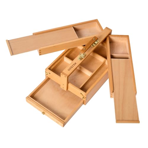 MEEDEN Portable Artist Supply Storage Box: Foldable Beech Wood Box - color: Natural