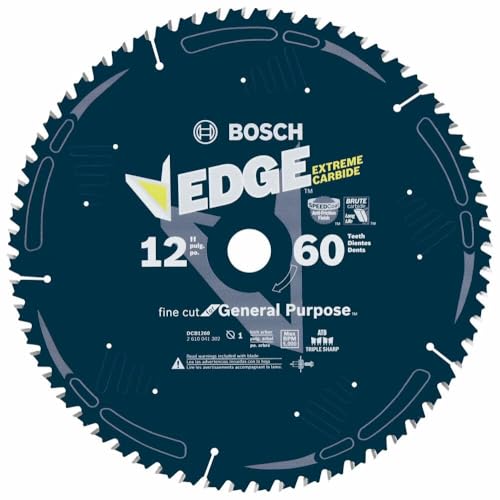 BOSCH DCB1244 12 In. 44 Tooth Daredevil Table and Miter Saw Blade General Purpose - size: 12" Diameter, style: 60 Teeth