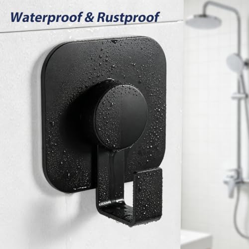 Aikzik 4 Pack Large Heavy Duty Wall Hooks - 26lb Max, Stainless Steel Adhesive Towel Hooks for Hanging Coat, Towel, Robe, Keys, Sticky Shower Hook for Door, Home, Bathroom, Kitchen, Office- Black - color: Black