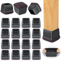 16-Pcs Square Silicone Chair Leg Floor Protectors, Thick & Durable - size: L - 16 Pcs - Black