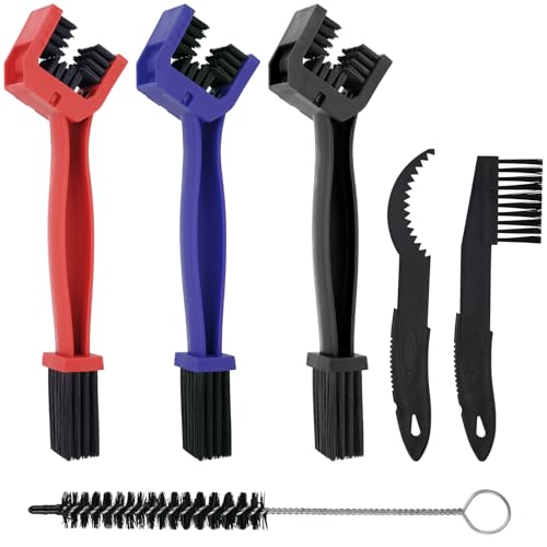 6-Piece Bike Chain Cleaner Kit with 3 Brushes & Cleaning Tools - for MTB, Motorcycle, E-Bike - Rust Removal & Maintenance