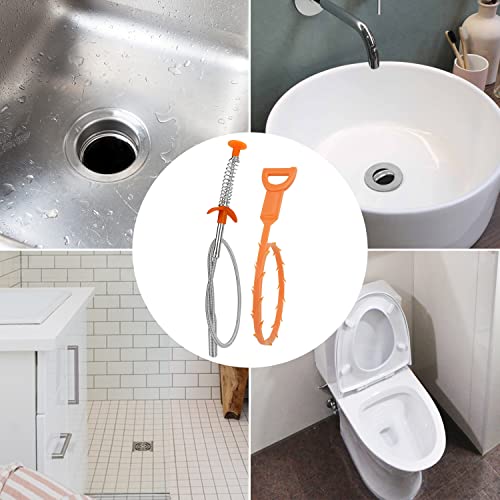 Amazon Basics Drain Clog Remover Tool, 6 Pack with 5 Plastic and 1 Stainless Steel Drain Snakes, Hair Unclogger for Toilet, Kitchen Sink, Bathroom Tub, Shower, Sewer