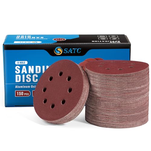 S SATC 150PCS 5 Inch 8 Holes Dustless Hook and Loop Sanding Discs, 240 Grit Sandpaper for Random Orbital Sander - style: 150PCS 5 Inch 240 Grit