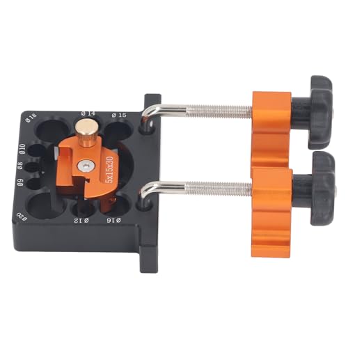 Dowel Maker Jig Kit, Adjustable Woodworking Dowel Maker with Electric Drill, 9 Holes 8-20mm, Aluminum Alloy Round Rod Milling Tool, Carbide Blade, Includes Wrench Fixing Clips and Screws