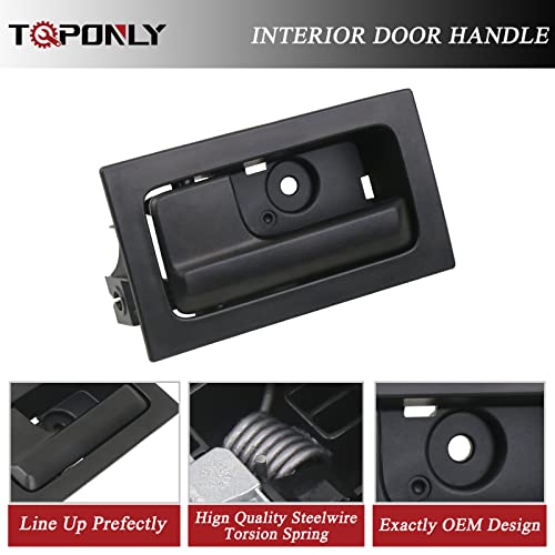 TQPONLY Interior Door Handle Front/Rear Left Driver& Right Passenger Side (Black) Compatible with 2009-2014 Ford F150 Replaces 9L3Z-1522601-AC 9L3Z-1522600-AC - color: Black Lever with Textured Black, style: 1 Pair