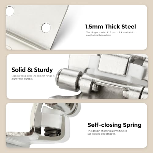 30 Pack 15 Pair Brushed Nickel Cabinet Hinges, 1/2" Overlay Kitchen Hinges - color: Satin Nickel, size: 1/2" Overlay