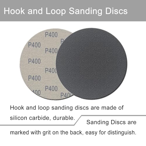 6 Inch 50 Pcs Wet Dry Hook and Loop Sanding Discs, No Hole, 400 Grit - style: Grit 400