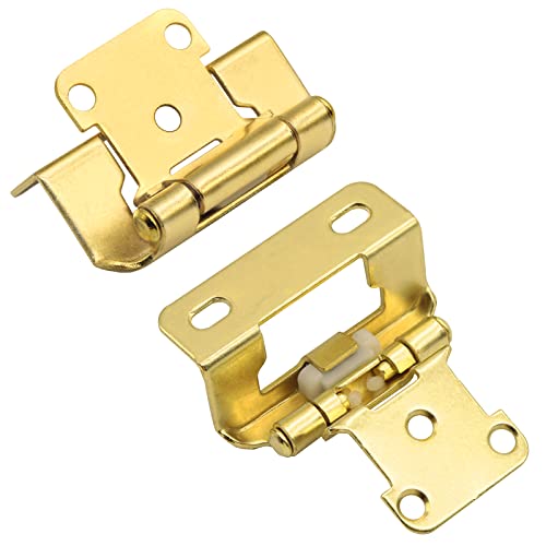 50 Pack (25 Pairs) 1/2 Inch Overlay Brass Gold Cabinet Hinges - color: Brass Gold, size: 50 Pack (25 Pairs)