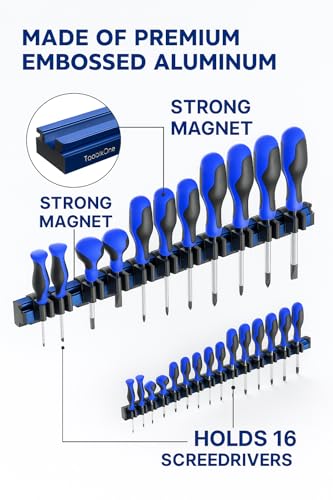 Magnetic Screwdriver Organizer for Tool Box Drawer – Holds 16 Tools – Magnetic Tool Box Organizer Rack – Screwdriver Holder for Toolbox, Drawer, or Wall Mount - color: BLUE