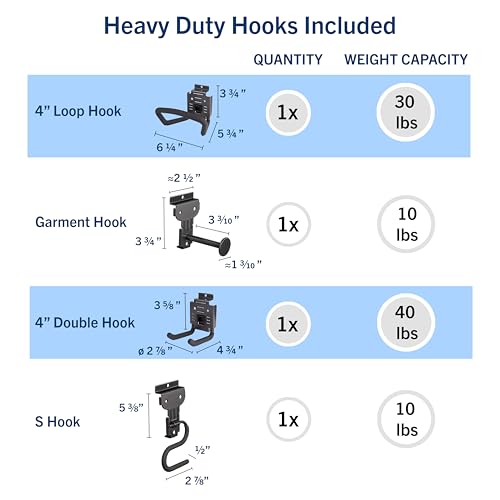 HandiSolutions Slatwall Hooks, Black, 8 Pack Heavy Duty Garage Slatwall Hooks Accessories for Organizing Storage and Display for HandiWALL and Slatwalls