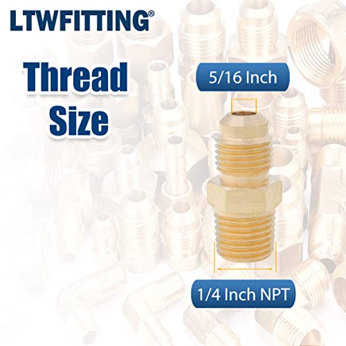 LTWFITTING Assortment Kit Tube OD (1/4-Inch 5/16-Inch 3/8-Inch 1/2-Inch) x 1/4-Inch Male NPT Brass Flare Connector Set (Pack of 40)