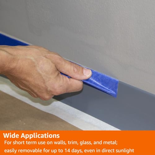 Amazon Basics Blue Painters Tape, Protects Surfaces, Removes Easily, No Residue, 1.88" x 60-Yard, 6 Rolls