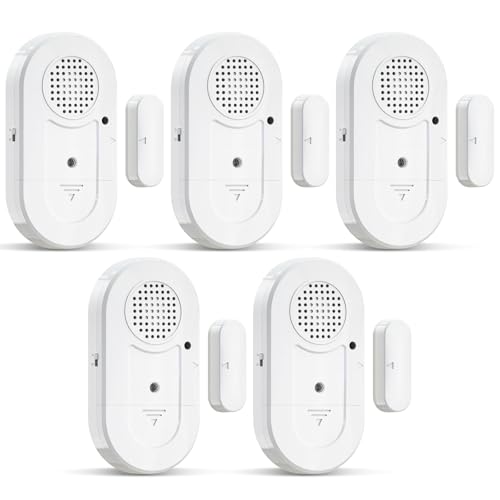 Sanjie Door Window Alarm Sensors, 5 Pack, 125dB, Volume Control - color: White