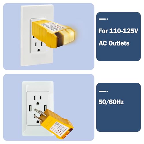 Outlet Tester with Electrical Receptacle Test,Socket Tester for North American Outlets (Yellow) - color: Yellow