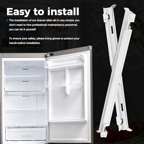 Romalon 2-Pack 2223320 Track Refrigerator Crisper Drawer Slide Rail Fit for Whirlpool Kenm0re Refrigerator Pan Slide Replace Number 1016208, AH869557, EA869557, PS869557 - a Set of Rails
