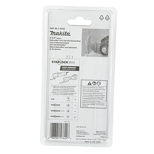 Makita E-08595 StarlockMax® Oscillating Multi-Tool 2-3/4" Hard Metal with Tungsten Carbide 50 Grit Grout and Abrasive Segmented Saw Blade
