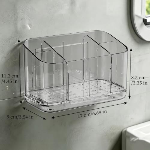 Electric Toothbrush Holder Wall & Counter, No-Drill, 5-Slot