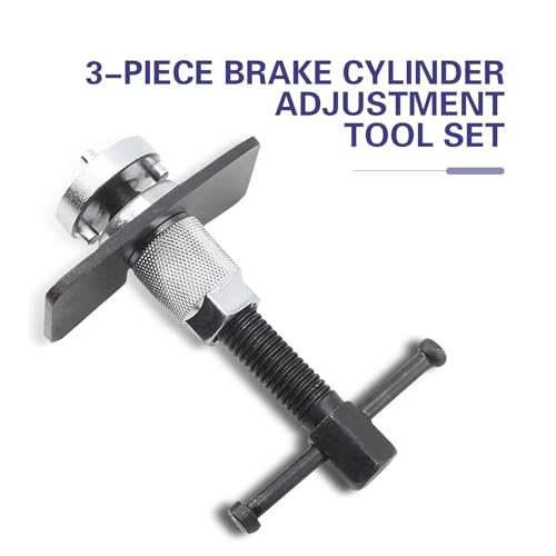 Car Brake Pad Replacement Tool, Disc Brake Caliper Compression Tool Kit, Anti-rust Piston Rewind Device with 2 Adapters and C-shaped Plate, Universal Repair Accessory for Cars (Silver)