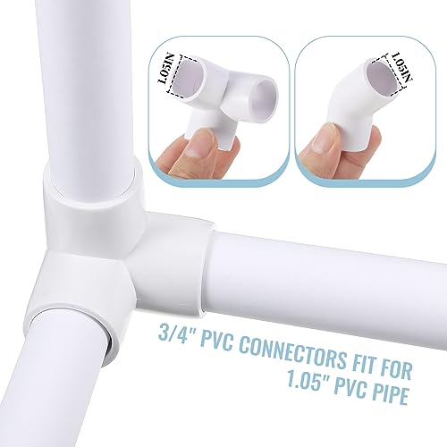 Xuniea 42 Pieces 3/4 Inch PVC Pipe Fittings Elbow Set Tent Connection Tee Heavy Duty PVC Elbow Fittings for Greenhouse Shed Pipe, Furniture Build and More - size: 3/4 Inch