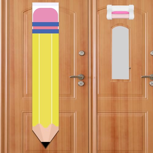 2Pcs Yellow Pencil Shape Blackout Curtains for Classroom Door Window, Office, Porch, Room Cover Shade