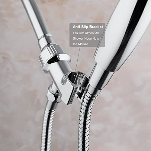 Universal Shower Head Holder for Hand Held Showerheads, Adjustable Shower Arm Mount Bracket with Brass Pivot Ball, Shower Head Connector - Chrome - color: Chrome